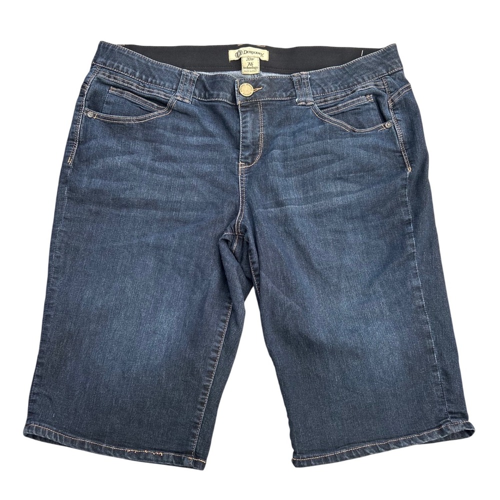 Democracy Ab Solution Bermuda Shorts Womens 20W Dark Wash Denim Stretch Blue